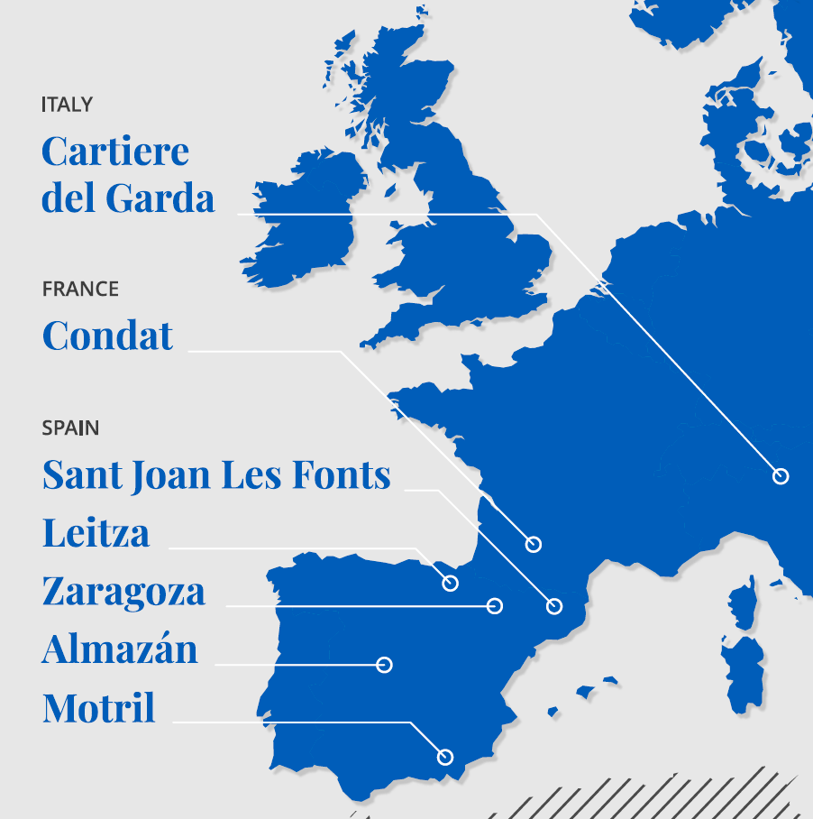 Carte de l'organisation industrielle Lecta